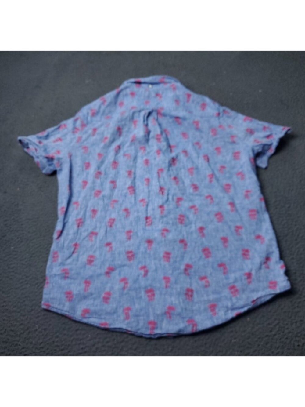 Tommy Hilfiger Linen Shirt Men M Medium Blue Cotton Button Short Sleeve Hawaiian - Picture 5 of 8